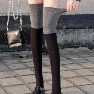 [마이모노샵][마이모노샵] 여성 사계절 고탄력 밴드형 투톤 오버 니삭스 2개 긴양말 (17264188)