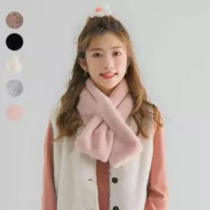 여성 겨울 페이크퍼 숏목도리 보온 넥워머 스카프