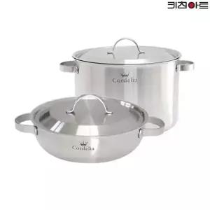 키친아트 코델리아 IH 인덕션가능 통5중 스텐레스 냄비세트 2종E(전골24+곰솥28)