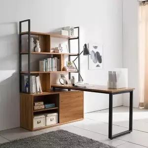 데코빈 H형 1600 철재책상 내츄럴 멀바우