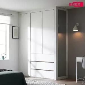 버클리 작은방 붙박이장 3단서랍형화이트 하이그로시 1701 1850mm