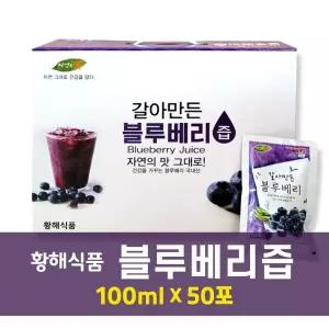 황해식품 자연속애 갈아만든 블루베리즙 100ml X 50포
