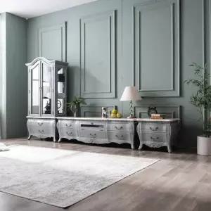 [무료배송] 빈티지 엔틱 이사벨 그레이 양문장식장 세트