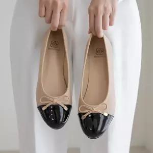 [분홍코끼리](쫀득몰드창) 아이린 리본 배색 플랫(1cm)