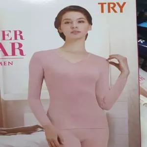 1 벌 TRY 90-110호 여자 센트 9부 여상하 면 얇은 내복 갱수네 순면 베이지 핑크 엄마 할머니 효도 선물 봄 가을 짱