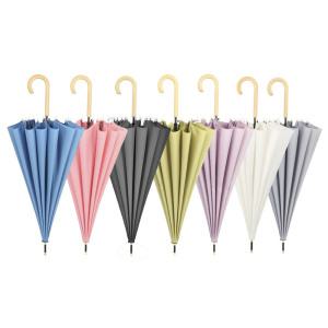 파스텔 장우산 16살대 커플 튼튼한 우드손잡이 우산