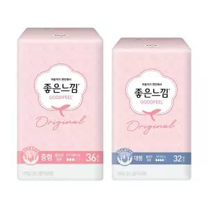 좋은느낌 오리지널 울트라슬림, 중형, 36매, 1개 + 대형, 32매, 1개