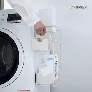 좁은 세탁실 공간활용 무타공 자석 세탁기 사이 냉장고 옆 다용도 철제 슬라이딩 틈새 수납 선반 3단