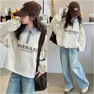 [삐삐네옷가게]여아 주니어 카라셔츠 봄가을 데님 상하