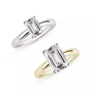 18k 에메랄드컷 랩 다이아몬드 반지 1캐럿)