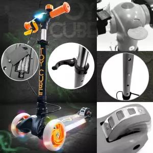 토이큐브 킥보드 티큐브 A1 (블랙) LED 접이식 세발 씽씽이 높이조절 어린이 퀵보드