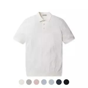 [프로젝트엠] 남성 워셔블 버튼카라 반팔 스웨터_EPD2ER1100