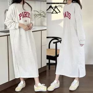 오버핏 파리스 옆트임 긴팔 롱원피스