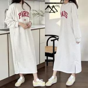 오버핏 파리스 옆트임 긴팔 롱원피스