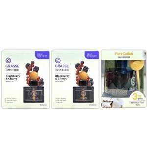불스원 그라스 디퓨저 105ml 블랙베리체리2+퓨어코튼1