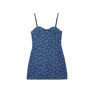 플라워 패턴 뷔스티에 데님원피스 AQ2DO561