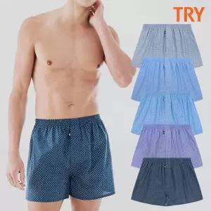 TRY 남자 트렁크 팬티 5매 세트 코튼 사각 속옷 쾌적 TMT03 데일리 패턴