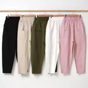 여름 린넨 여성 항아리 스판 배기팬츠 빅사이즈 통바지