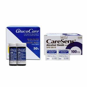 녹십자 글루코케어 혈당지 50매+솜100매 검사지체크 D