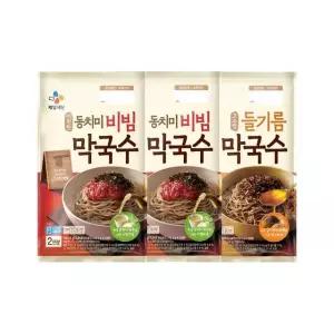 CJ 시원한 동치미 비빔 막국수 484.4g x2개+고소한 들기름 막국수 356g x1개