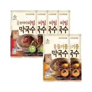 [CJ제일제당]CJ 시원한 동치미 비빔 막국수 484.4g x4개+고소한 들기름 막국수 356g x2개