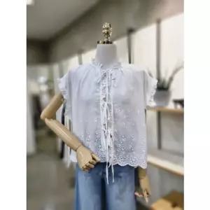 [갤러리아] ABFZ 자수펀칭 민소매 프릴 면 블라우스(ABZ2ZB43)