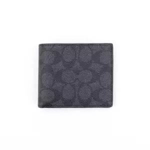 [백화점 AS 가능] 코치 반지갑 남성 명품 카드지갑 가죽 슬림 지갑 차콜 CY394QBMI5