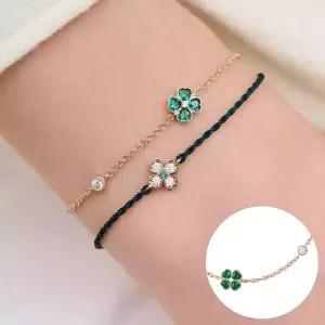 [로즈몽] 실버 그린 클로버 팔찌 RA25B47A
