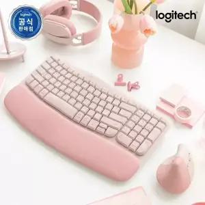 로지텍 코리아 공식 Wave Keys And Lift Combo 무선 블루투스 저소음 인체공학 키보드 마우스 세트 로즈핑크