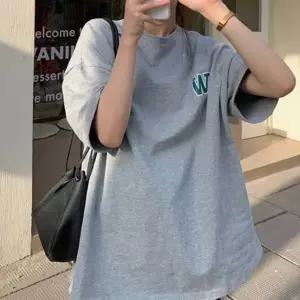 여성용 오버핏 빅사이즈 반팔 티셔츠 롱티셔츠 루즈핏 (WFJKL1L)