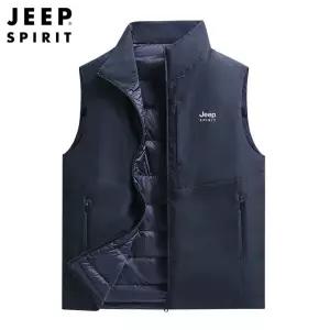JEEP SPIRIT 남성 신상 겨울 조끼 민소매 아우터 다운 따뜻한 스탠드 칼라 조끼