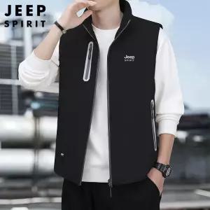 JEEP SPIRIT 겨울 조끼 민소매 따뜻한 스탠드 칼라 남성 경량 패딩 조끼