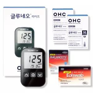 글루네오라이트 혈당계 +시험지100매+침110개+솜100매 혈당측정기
