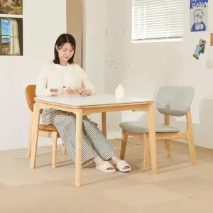 [헤닝] 오트밀 세라믹 2인 낮은식탁 세트 800 의자2