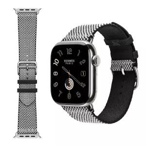 새롭게 출시된 애플 워치 에르메스 46mm 누아/에크류 Toile H 싱글 투어 밴드