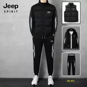 JEEP SPIRIT 가을 겨울 남성 운동복 후드맨투맨 패딩조끼 바지 3종트레이닝세트
