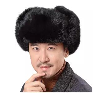 남성용 트래퍼 모자, 러시아 우샨카 인조 토끼털 에비에이터 이어플랩 방풍 겨울 사냥 스키용, 브라운, 블