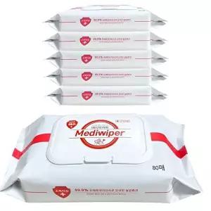 고품질 메디와이퍼 손소독 물티슈 80매 5개입 손소독 소독티슈 소독물티슈 손세정티슈 WFH76X5