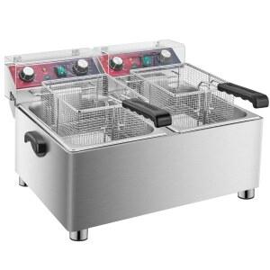 가정용 대형 튀김기 3600W 전기 오일 냄비 2개 포함 음베고이우옥 상업용 더블 딥 여과 스테인리스 스틸 25QT 생선