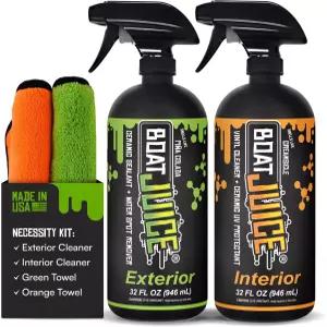 보트 주스 필수 클리너 키트 외부 워터 스팟 리무버 인테리어 시트 및 비닐 마이크로파이버 타월 2개
