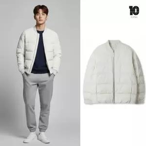 [백화점 출고] 탑텐 패딩 남자 에어테크 립넥 중경량 점퍼 에크루 차이나 카라 퀼팅 숏 자켓