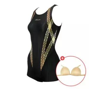 실버스핀 여성 아쿠아로빅 반전신 수영복 초급용 블랙골드 TUBW8504 고리브라