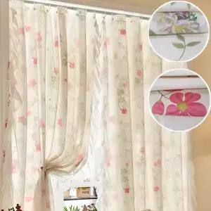 꽃 무늬 커튼 창문 가리개 플라워 이중 레이스 가림막 1.5 x 2m
