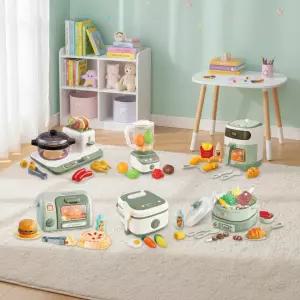 럭셔리 키친세트 7종세트 주방놀이 인덕션 에어프라이기 오븐 밥솥 음식모형 작동 장난감