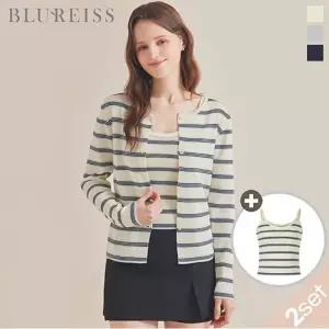 [블루레이스] [2SET]줄지 라운드넥 가디건+나시_B6S1KC4521