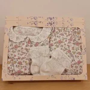 [밍크뮤](마산점)[26년SS출산선물] WH)루루플라워내의&아일렛레이스양말세트(36170-054-09*36170-011-05)