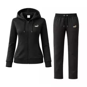 [푸마] 메탈릭 여성 트레이닝 세트 플리스 기모 운동복 짐웨어 런닝복 블랙 688161-01
