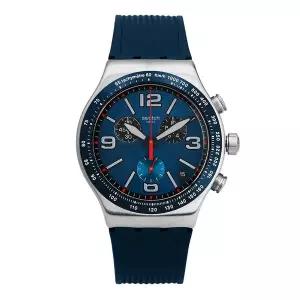 [스와치] YVS454 IRONY BLUE GRID 크로노그래프 남성 우레탄시계