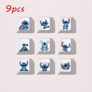 귀여운 만화 스티치 테마가있는 9pcs 디즈니 PBT 키 캡 DIY R4 게임용 기계식 키보드 맞춤형 키