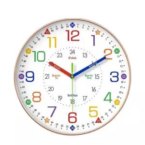 무소음 벽시계 시간공부 시계 원형 무드등 학습용 가정용